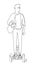 One single line drawing of young stylish man riding electric segway at city park vector illustration. Future transport