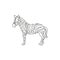 One single line drawing of zebra for national park zoo safari logo identity. Typical horse from Africa with stripes concept for