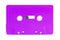 One single simple funky light neon purple analog audio cassette tape object isolated on white, cut out, nobody. Retrowave