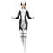 One slim girl in black and white superhero super suit