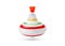 One spinning top in motion on white background. Toy whirligig