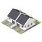 One storey connected cottage with slant roof for two families isometric icon set