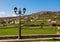 One street light on background of rural landscape