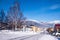 On of one of the streets of the Sheregesh urban-type settlement in Mountain Shoria, Siberia.