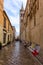 One of the streets of Zadar, called Siroka, with its original 12th century cobblestones. Croatia, Europe