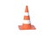 One striped road cone, barrier isolated on white background