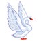 One swan stands and spread its wings, isolated object on a white background, vector illustration