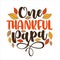 One thankful Papa - handwriting greeting with autumnal leaves.