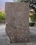 One of three monumental engraved red granite stones in downtown Forth Worth.