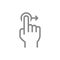 One-touch and swipe right line icon. Touch screen hand gesture symbol