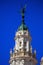 One of the towers of the Grand Theater against the blue sky, close-up. Paseo de MartÃ­. Havana, Cuba