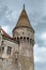 One of the towers of the Hunedoara Castle, also known a Corvin Castle or Hunyadi Castle in Hunedoara, Romania
