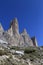One of Tre Cime peaks and clear blue sky