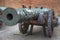 One of the two antique cannons