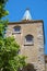 One of the two Gothic towers of the main facade of Evora Cathedral. Evora. Portugal