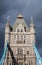 One of the two towers of London`s iconic Tower Bridge