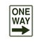 One way right road sign in USA