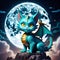 One whimsical night, a dragon cat was seen soaring through the sky, its majestic wings glittering in the moonlight.