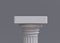 One white marble pillar part of Doric rhythm column on empty grey background, copy space. 3d render