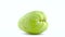 One whole chayote fruit. Rotating on the turntable. Isolated on the white background. Close-up.