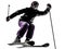 One woman skier skiing jumping silhouette