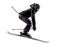 One woman skier skiing jumping silhouette