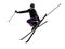 One woman skier skiing jumping silhouette