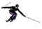 One woman skier skiing slaloming silhouette