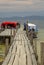 One of the wooden docks in the lake Tota - vertical