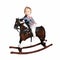 One year old boy riding on rocking horse