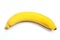 One yellow banana on top view in white background