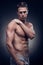 One young adult man, Caucasian, fitness model, muscular body, sh