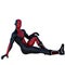 One young superhero man with muscles in red black super suit