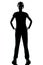 One young teenager boy or girl silhouette standing hands on hips