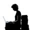 One young teenager girl silhouette computer computing laptop boo