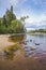 Onega Lake shore landscape. Karelia. Transparent water