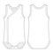 Onesie with a crossover neckline. Baby sleeveless body wear mockup. Infant tank top technical sketch