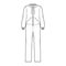 Onesie overall jumpsuit sleepwear technical fashion illustration with full length, hood, zipper closure, kangaroo pouch