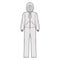 Onesie overall jumpsuit sleepwear technical fashion illustration with full length, hood, zipper closure, kangaroo pouch