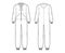 Onesie overall jumpsuit sleepwear technical fashion illustration with full length, hood, zipper closure, kangaroo pouch