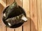 Onigiri in an aluminum bowl on rubber wood table