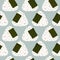 Onigiri (japanese rice ball) with sesame seeds. Seamless pattern.