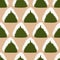 Onigiri in Perilla leaf. Seamless pattern.