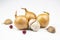 Onion, cranberry, garlic seeds isolated on a white background