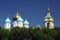Onion Domes behind forest in Moscow
