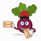 The Onion Purple mascot character becomes a mail deliverer. vector illustration