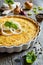 Onion Quiche with Camembert, leek and eggs