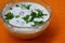 Onion raita in a bowl