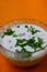 Onion raita in a bowl