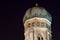 Onion shaped church tower, Munich, at night